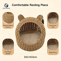 Maison pour animaux de compagnie en rotin PP tissé à la main, maison pour chat en rotin plastique, lit pour chat