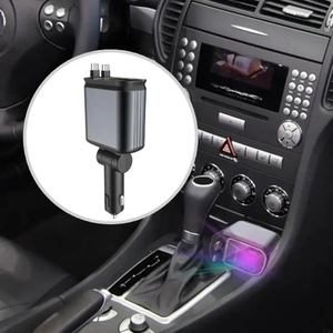 120W Multi Function Car Charger Retractable <b>Cable</b> Car Charger <b>Type</b>-<b>C</b> Ports PD Fast <b>Charging</b> Digital Display Car Charger - Product Image 2