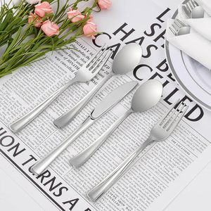 50 gói Pre cán Bạc nhựa bạc nhựa thiết lập Dao kéo ưa thích dùng một lần bạc với dĩa dao thìa và khăn ăn - Product Image 5