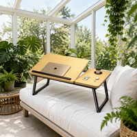 Table d'appoint portable et pliable en bois réglable en hauteur pour ordinateur portable, idéale pour le bureau, la maison, l'étude, le travail, la chambre, le canapé