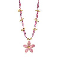 Collier en corde de coton tissé à la main original, associé à un pendentif floral en acier inoxydable, collier tendance et personnalisé
