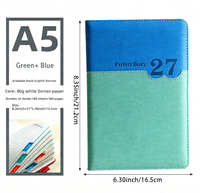 Agenda spirale A5 2027, 160 pages, papier épais 80g, couverture en cuir, design vert rose, cadeau de haute qualité, agenda parfait pour la planification quotidienne et hebdomadaire