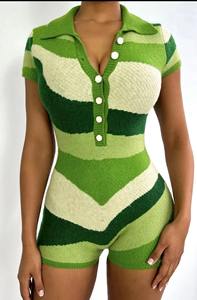 2024 nuova moda tute da <span class=keywords><strong>donna</strong></span> a righe in maglia a maniche corte tute aderenti da <span class=keywords><strong>donna</strong></span> Casual tute da <span class=keywords><strong>donna</strong></span> - Product Image 5