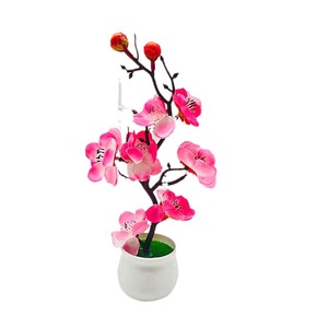 Plantes artificielles en pot de fleurs de prunier Qi Xing, 21 cm, fleurs en soie rouge, rose, blanc, décorations pour mariage et maison - Product Image 5