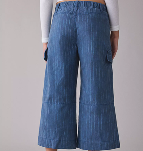 <span class=keywords><strong>Pantaloni</strong></span> Cargo da <span class=keywords><strong>Donna</strong></span> a Vita Media, Gamba Larga, Taglio Rilassato, Stile Retrò, a Righe Sottili, Casual, Cropped - Product Image 3