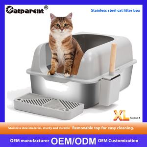 <span class=keywords><strong>Bac</strong></span> <span class=keywords><strong>à</strong></span> litière pour chat Chongai en acier inoxydable et <span class=keywords><strong>plastique</strong></span>, écologique, avec un design anti-déversement, 60x40x40cm, grande capacité, facile <span class=keywords><strong>à</strong></span> nettoyer - Product Image 5