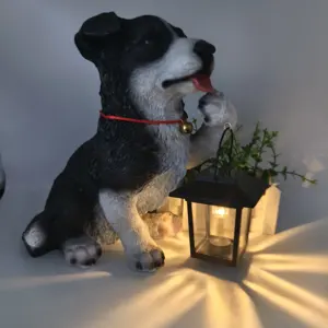 Dekorativer kreativer Polyester Outdoor-Garden Border Collie Hundestatue umweltfreundlich Harz handgefertigte individuelle Entwicklung