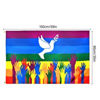 Drapeaux personnalisés en polyester 3x5 pieds Colombe de la paix Arc-en-ciel Drapeaux de l'amour et de la paix pour la décoration intérieure et extérieure