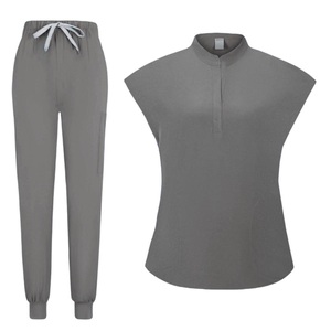 Abito Unisex senza maniche Top Suit Beauty Spa ospedale abito <span class=keywords><strong>da</strong></span> lavoro indipendente colletto in piedi sala operatoria infermiera medico infermiera - Product Image 5