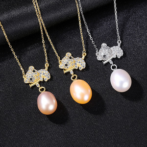 Collar con Colgante de Panda de Plata de Ley S925 con Perla de Agua Dulce y Baño de Oro, Joyería de Lujo para Mujer, Gran Venta - Product Image 3