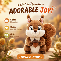 Peluche Écureuil Mignon Brodé, Jouet en Peluche Remplissable en Polyester Doux, Cadeau Kawaii d'Automne pour Enfants