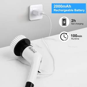 Cepillo Eléctrico Giratorio Impermeable para Baño, Inalámbrico 360°, con Mango Largo y 7 Cabezales de Repuesto para Bañera y Ducha - Product Image 4