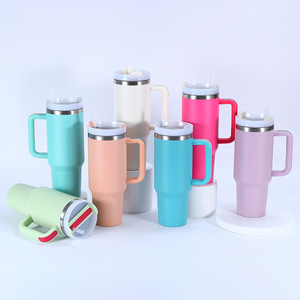 BPA miễn phí lật rơm Tumbler với xử lý 40 oz Twist trên nắp cách nhiệt chai nước bằng thép không gỉ - Product Image 2