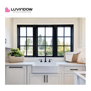 Phong cách Mỹ bão tác động khu dân cư đôi tráng men màu đen nhôm quây mở đẩy ra cửa sổ - Product Image 1