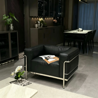 Canapé simple moderne minimaliste avec structure en acier inoxydable, fauteuil avec structure en tube métallique pour salon, hôtel, mobilier de salon