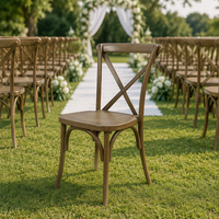 Chaise empilable en résine plastique à dossier croisé pour événements extérieurs, banquets, mariages et bistrots