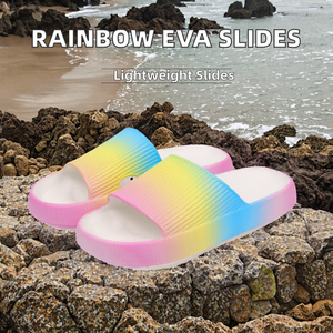 รองเท้าแตะแบบเปิด Eva สไตล์ยุโรปขายดีที่สุด แฟชั่นสำหรับผู้หญิง สีชมพู ลายรุ้ง สำหรับใส่ไปชายหาด ขายส่งสำหรับฤดูใบไม้ร่วง - Product Image 3