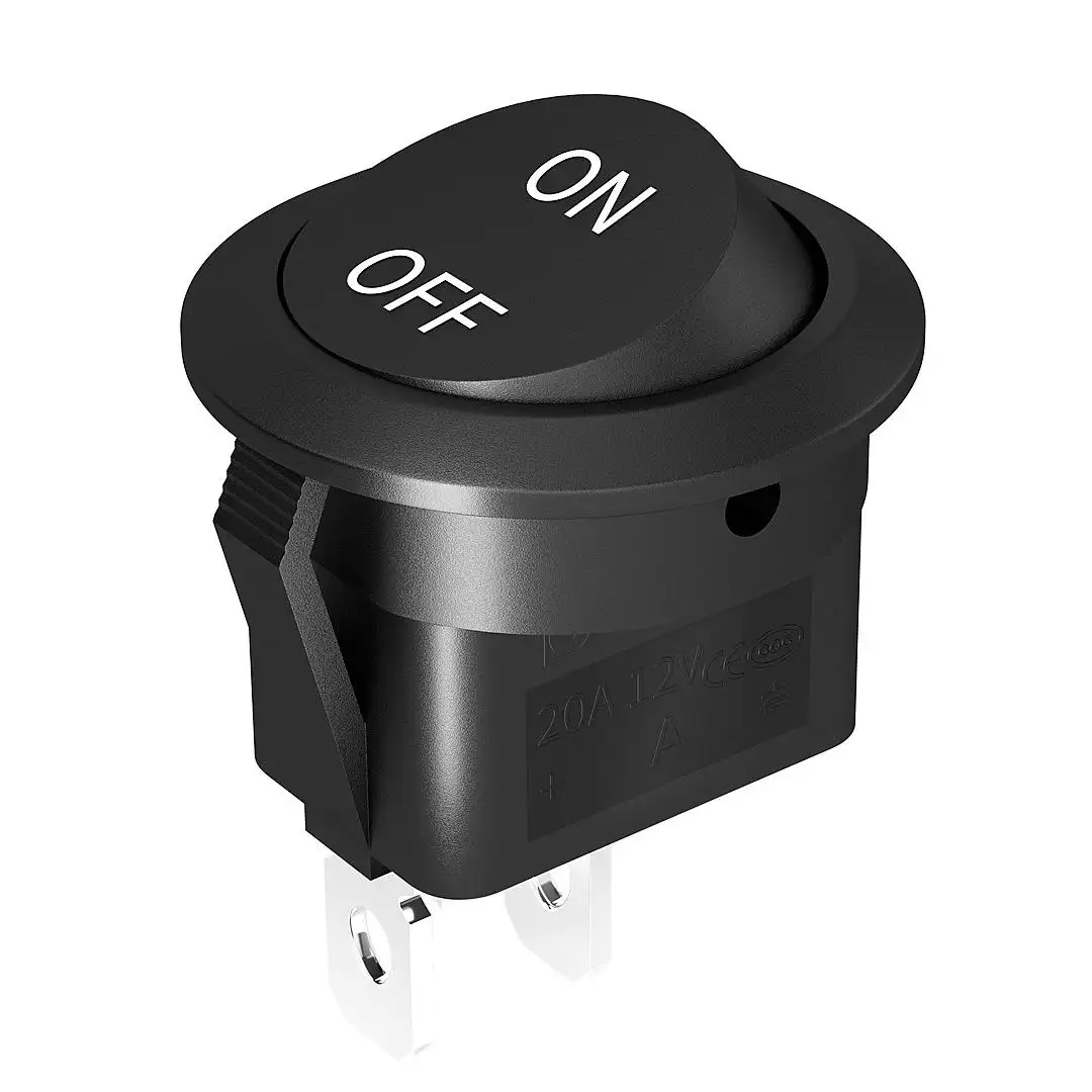 Yuvarlak Rocker anahtarı 12 V kapalı anahtarı 12 Volt DC daire geçiş anahtarı 2 Pin SPST 6A/250V 10A/125V AC 20MM Mini Rocker anahtarı