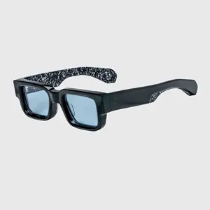 FW hochwertige klassische polarisierte rechteckige Sonnenbrille Herren Damen Luxus dicke quadratische Rahmen Acetat-Sonnenbrille individuelles Logo