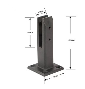 Clôture de piscine en acier inoxydable HL, base carrée en verre, finition satinée, 160 mm de hauteur avec couvercle plat pour jardin et cour - Product Image 2
