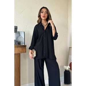 Conjunto de Camisa Negra y Pantalones Anchos Estilo Alice para Mujer al por Mayor - Product Image 3