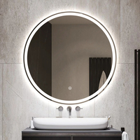 Miroir LED intelligent rond givré à écran tactile avec éclairage pour hôtels et salles de bain