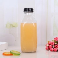 Botella de agua de vidrio reutilizable para zumos y batidos, botella cuadrada francesa de 16 onzas, para té y leche, Kombucha