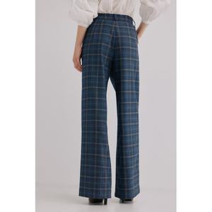 Pantalones a cuadros con corte acampanado Y2K para mujer, pantalones de pierna ancha con cremallera, pantalones casuales de una pieza para mujer - Product Image 2