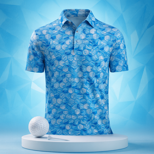 Polo de golf pour homme à manches courtes, respirant, anti-froissement, imprimé, avec broderie de logo personnalisée, 88% polyester, 12% élasthanne - Product Image 2