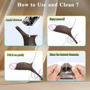 Hochelastischer Penisring-Verlängerer Wiederverwendbare Penishülle Mit Vibrator Penisring Weicher Penisvergrößerer für Paare Wiederverwendbares Kondom - Product Image 6