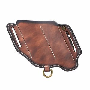 Genuine <b>Leather</b> Tactical Waist <b>Pouch</b> Multi Functional Outdoor <b>Tool</b> Holder Durable Wear Resistant Unisex Solid Color Detachable - Product Image 3