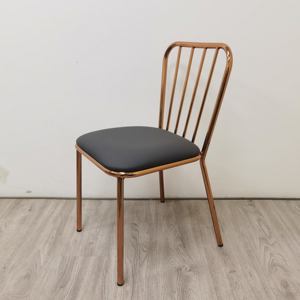 Luxo hotel banquete salão forte ouro rosa cromo <span class=keywords><strong>metal</strong></span> jantar cadeira moderna - Product Image 1