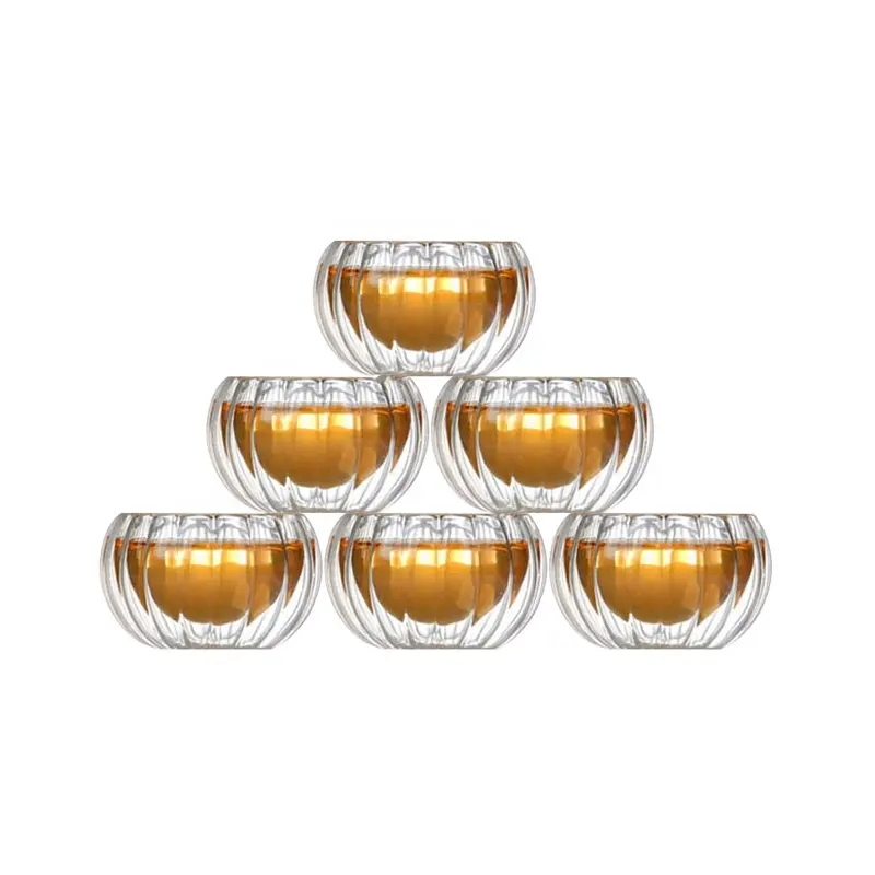 دروبشيبينغ ذات الطابقين الزجاج فراغ فنجان شاي عالية البورسليكات الزجاج البسيطة الكؤوس 50 مللي مخصص شعار