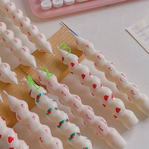 Huaming Christmas Theme Decor Snowman Table Dinner <strong>Candles</strong> Vintage Handmade Candcane Lighter Pattern Short Stick <strong>Taper</strong> <strong>Candle</strong> - Product Image 6