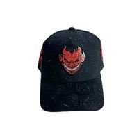 Maßgefertigte 3D-Stickerei Chucky Baseballkappen 5-Panel Verstellbarer Gebogener Schirm 100% Baumwolle Schwarz
