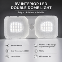 Plafonnier LED double dôme LT911 avec luminosité réglable et fonction mémoire, blanc 6500K pour camping-car/roulotte/caravane