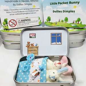 Nouveau jouet en peluche lapin transfrontalier avec boîte en <span class=keywords><strong>fer</strong></span> à motif poche, cadeau de Pâques pour enfants, cadeau de fête, vente en gros, cadeau à offrir - Product Image 2