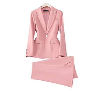Women's Suit Set Black Slim Fit Satin Jacket Pants Spring Elegant Anti-Wrinkle Office Wear - Product Image 5