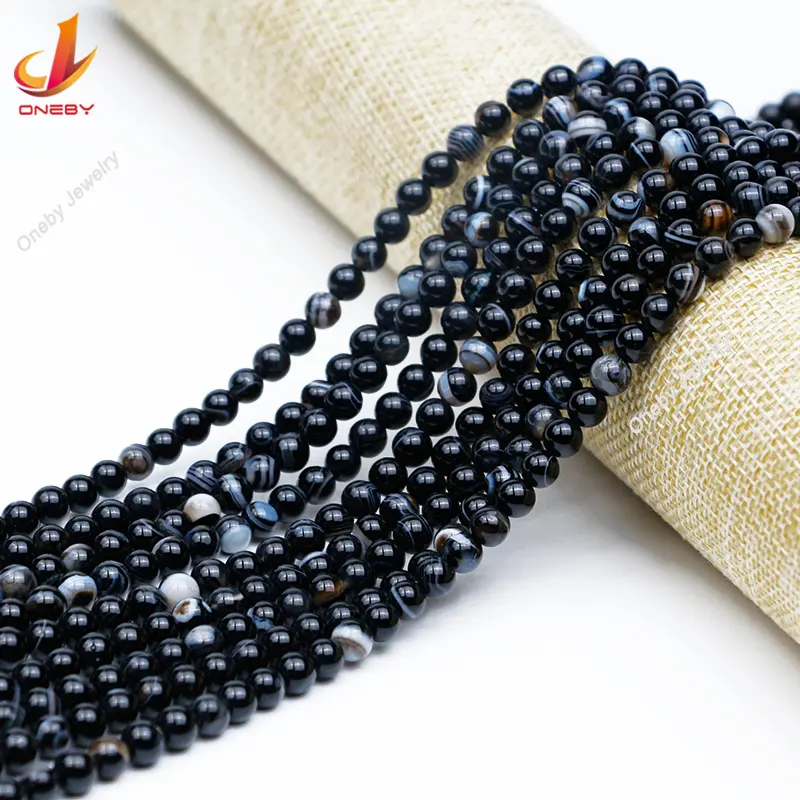 line black agate precious jade jewelry bulk kit strings bracelet natural stone and crystal craft Loose bead