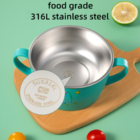 Vaisselle pour enfants, acier inoxydable 316L de qualité alimentaire, bol d'alimentation pour bébé avec couvercle, boîte à lunch pour enfants pour l'école