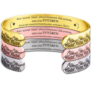 Bracciali Rigidi da Uomo in Acciaio Inossidabile per Incisione Laser Personalizzata con Testo e Immagine, Disponibili Grezzi Unici <span class=keywords><strong>Oro</strong></span> e Argento - Product Image 1