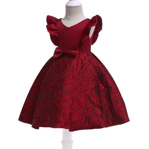 Robes pour filles de style européen 2022, 8 ans, manches spéciales, robe de princesse pour le Nouvel An, robe fantaisie en jacquard, couleur unie, robe pour enfants - Product Image 3