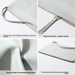 กระเป๋าโท้ทหนังแท้สำหรับผู้หญิง แฟชั่นข้ามพรมแดนใหม่ สไตล์เรียบง่ายทันสมัย ความจุเยอะ ซิปปิด กระเป๋าสะพายใต้วงแขน รุ่น Tanjing - Product Image 4