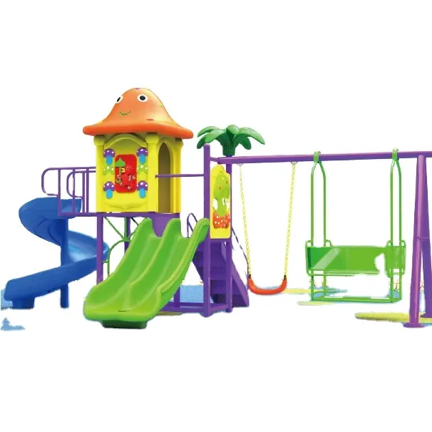 Set ayunan tempat bermain anak, taman hiburan kayu luar ruangan untuk tempat bermain anak luar ruangan