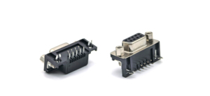 ขั้วต่อ D-SUB 9P แบบตัวเมียสำหรับ PCB แบบงอ: DR-9S แบบตัวเมีย ล็อคแบบง่าม ฉนวนสีดำเคลือบทองบางส่วน 90 องศา - Product Image 4
