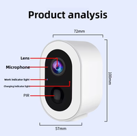 Caméra d'alarme UEMON Smart Home avec capteur d'image CMOS 3MP, alimentée par batterie, détection de mouvement PIR, contrôle via application Wi-Fi pour garage et hôtel