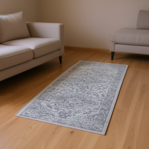 Alfombra Oriental Rectangular con Patrón de Medallón Plateado, Antideslizante, Hecha a Máquina, de Poliéster, para Hogar, Oficina, Dormitorio, Sala de Estar, Comedor - Product Image 2