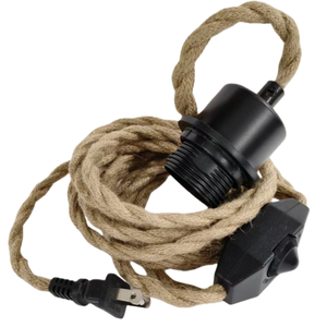 Kit de <span class=keywords><strong>cable</strong></span> de luz colgante de cuerda de cáñamo <span class=keywords><strong>con</strong></span> interruptor de atenuación <span class=keywords><strong>Cable</strong></span> de 4M AC 165-265V soporte de lámpara de bombilla roscada estilo tornillo - Product Image 1