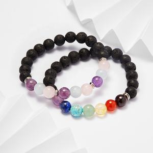<span class=keywords><strong>Bracelet</strong></span> de perles de pierre de lave noire extensible en vrac, <span class=keywords><strong>prix</strong></span> d'usine, 7 chakras, pierre précieuse, cristal, quartz, diffuseur, <span class=keywords><strong>bracelet</strong></span> à breloques - Product Image 2