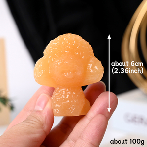 Venta al por mayor de animales de cristal natural: Cachorro de perro Bichón Frisé tallado en calcita amarilla - Product Image 4